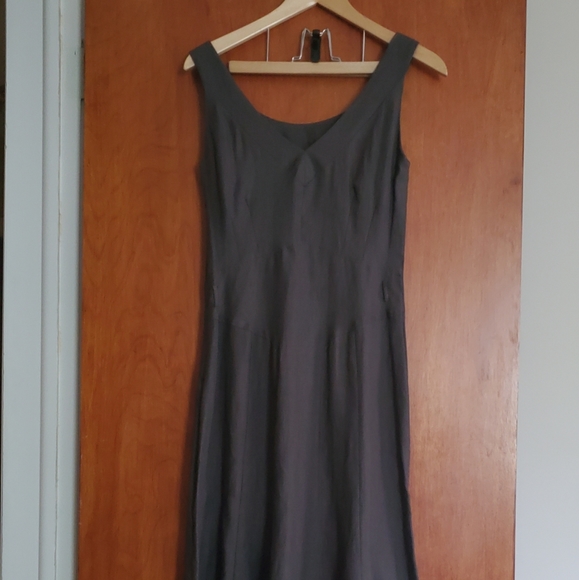 Rare Irene Van Ryb French Designer Gray Midi Dress Flared skirt Size 42 10 - Picture 2 of 11